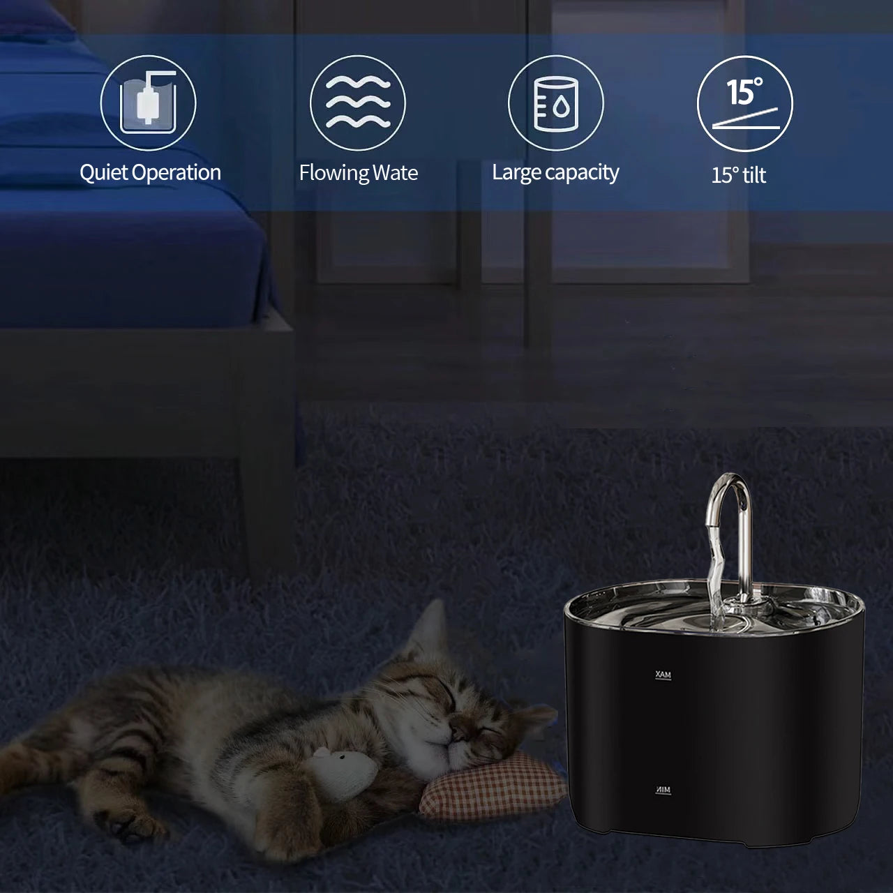 Ultra-Quiet Cat & Pet Water Fountain 2.2L