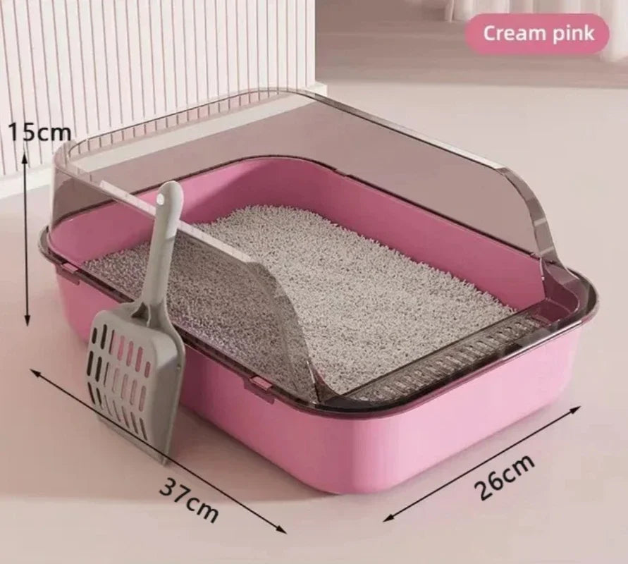 Semi-Enclosed Cat Litter Box