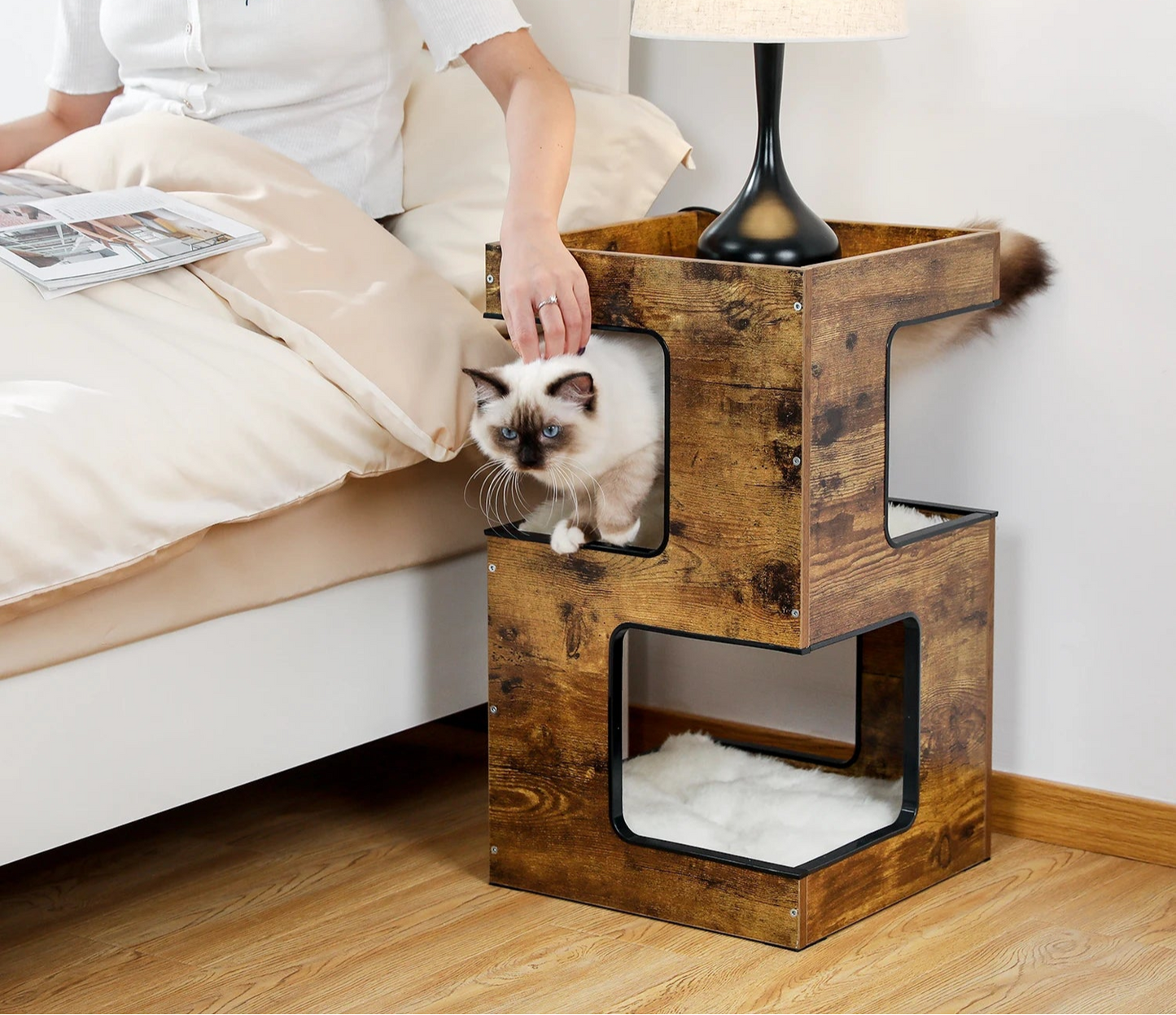 3-Level Cat Tree Tower with Toys & Scratcher