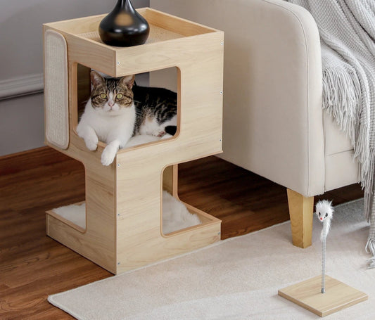 3-Level Cat Tree Tower with Toys & Scratcher